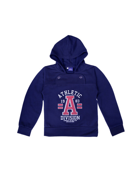 

SWEET ANGEL Unisex Navy Blue & Pink Printed Hooded Sweatshirt
