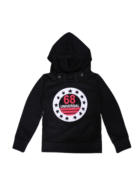 

SWEET ANGEL Unisex Black & Off-White Printed Hooded Sweatshirt