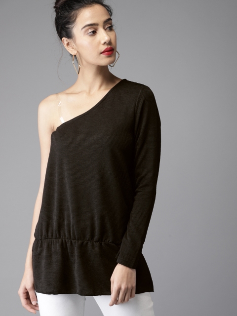 

Moda Rapido Women Black One-Shoulder Top