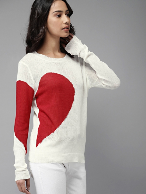 

Moda Rapido Women Off-White & Red Colourblocked Top