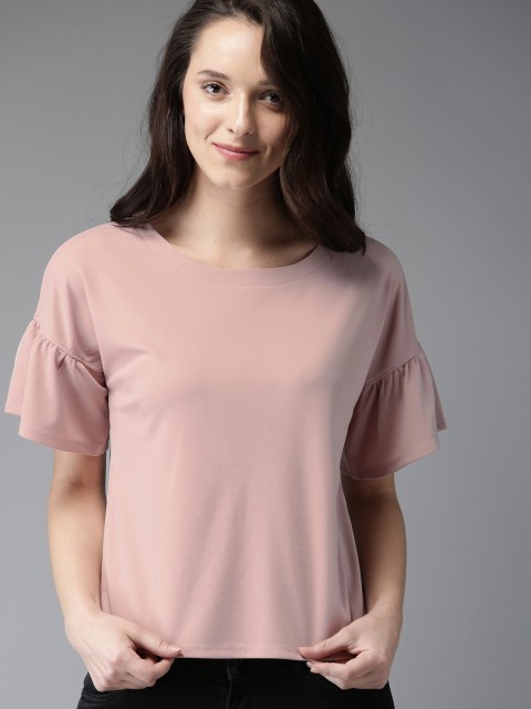

HERE&NOW Women Peach-Coloured Solid Top
