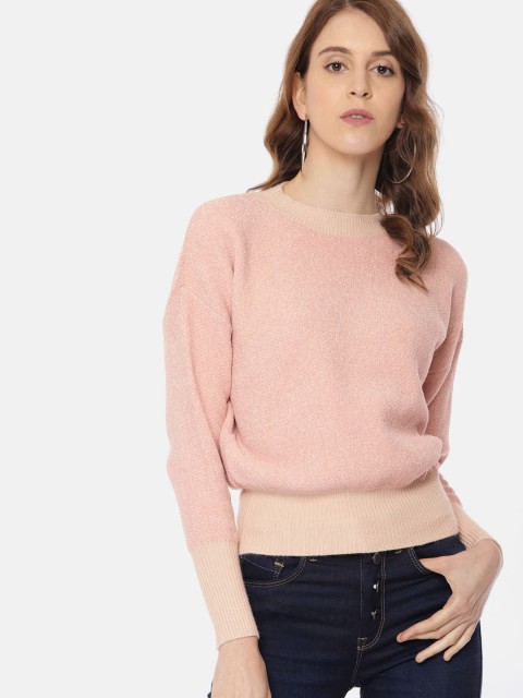 

Moda Rapido Women Peach-Coloured Solid Pullover Sweater