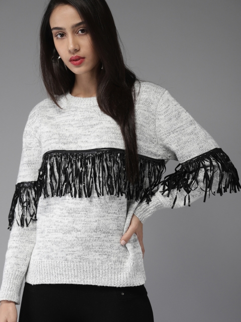 

Moda Rapido Women Grey Melange Solid Pullover Sweater