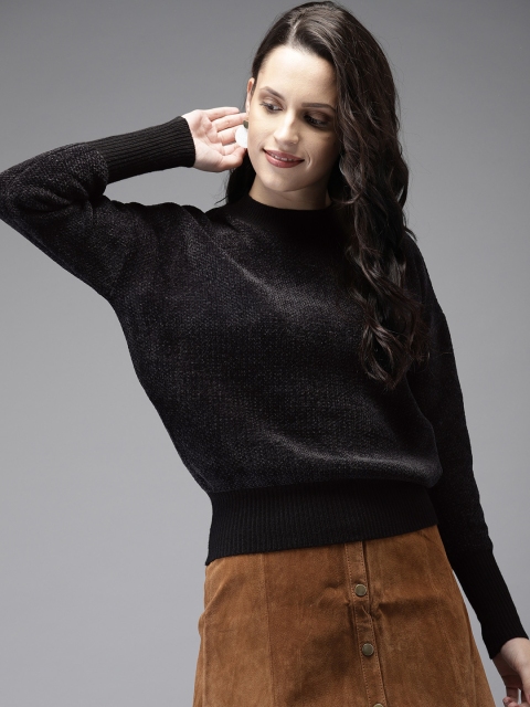 

Moda Rapido Women Black Solid Pullover