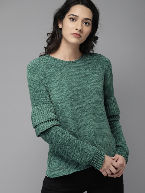 

Moda Rapido Women Green Solid Pullover