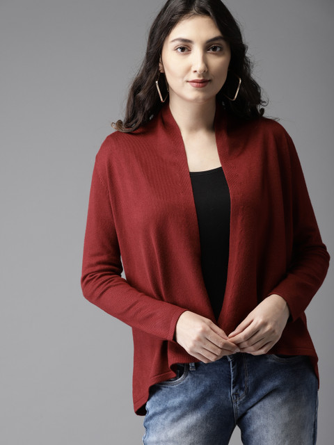 

HERE&NOW Women Maroon Solid Front-Open