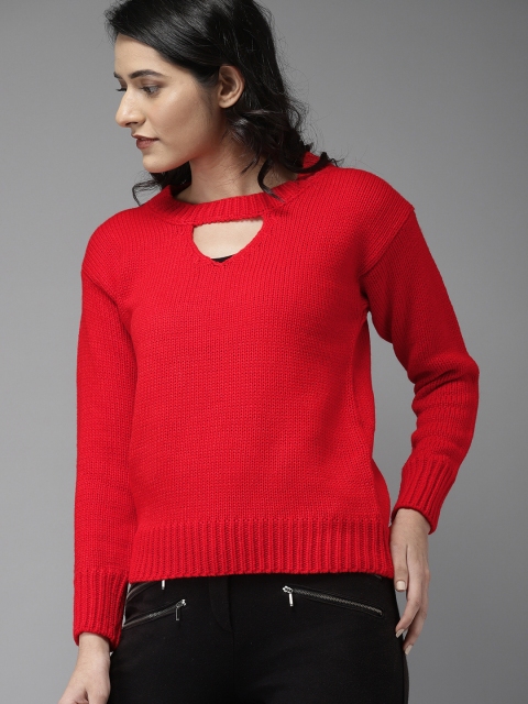 

Moda Rapido Women Red Solid Pullover
