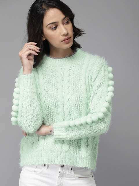 

Moda Rapido Women Green Self-Design Pullover