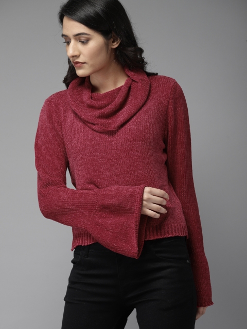 

Moda Rapido Women Maroon Solid Pullover