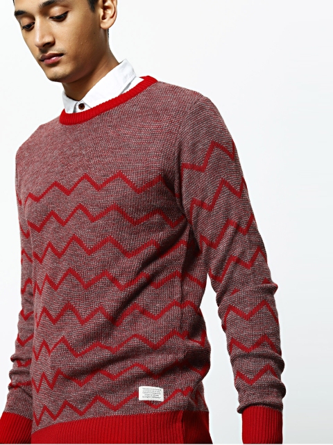 

Mr Bowerbird Men Red Jacquard Printed Pullover