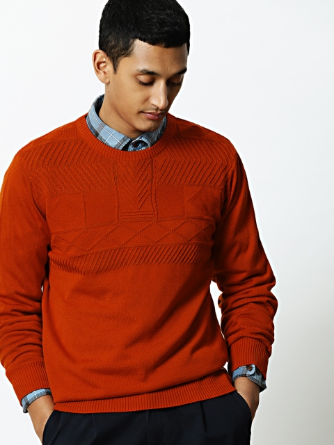 

Mr Bowerbird Men Rust Orange Heritage Self Design Pullover