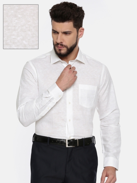 

Blackberrys Men White Linen Slim Fit Self Design Casual Shirt