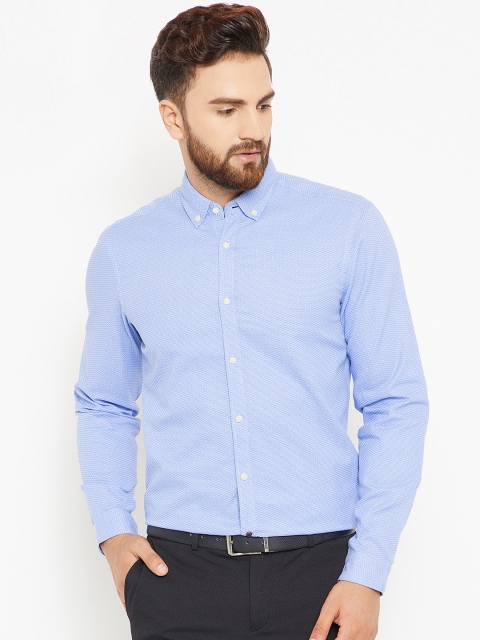 

Blackberrys Men Blue Slim Fit Self Design Smart Casual Shirt