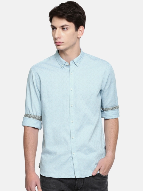

Blackberrys Men Blue Slim Fit Self Design Casual Shirt