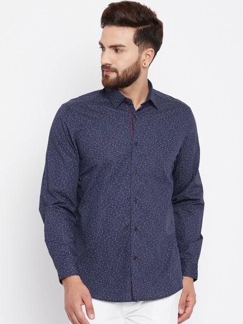 

Blackberrys Men Navy & Grey Slim Fit Printed Casual Shirt, Navy blue