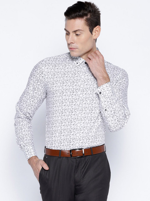 

Blackberrys Men White & Black Slim Fit Printed Semiformal Shirt