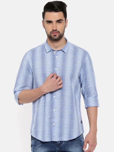 

Blackberrys Men Blue Slim Fit Striped Casual Shirt