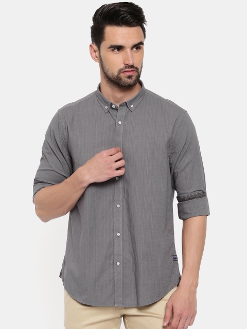 

Blackberrys Men Grey Slim Fit Solid Casual Shirt