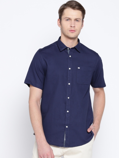 

Blackberrys Men Navy Blue Slim Fit Self Design Casual Shirt