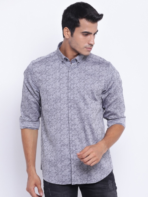 

Blackberrys Men Grey Slim Fit Self-Design Casual Shirt