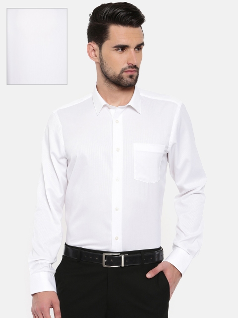 

Blackberrys Men White Slim Fit Self-Striped Formal Shirt