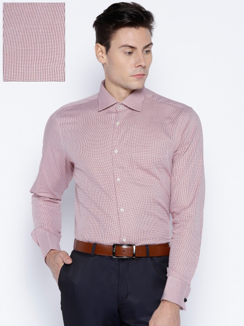 

Blackberrys Men Red & White Slim Fit Self Design Formal Shirt