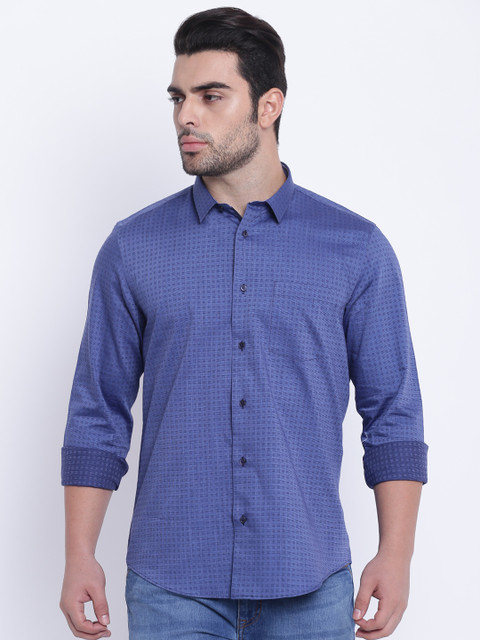 

Blackberrys Men Blue Slim Fit Self Design Casual Shirt