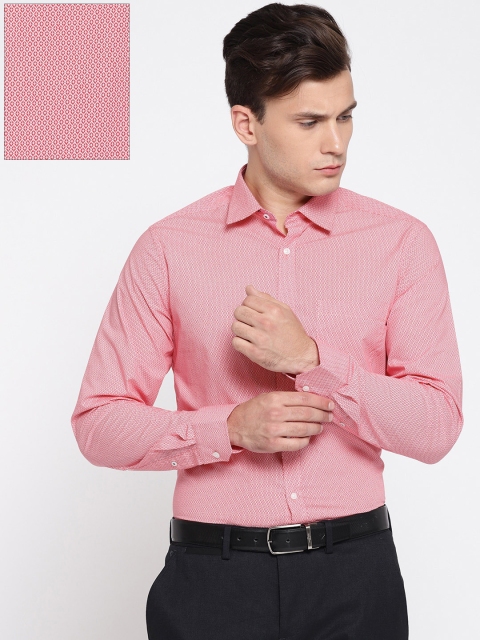

Blackberrys Men Red & White Slim Fit Self Design Formal Shirt