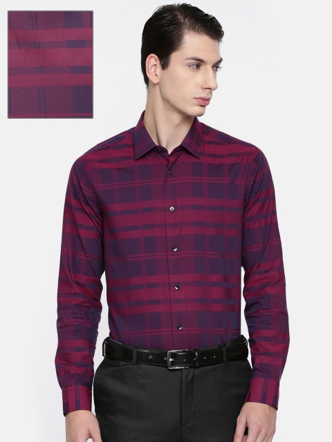 

Blackberrys Men Purple Regular Fit Checked Formal Shirt