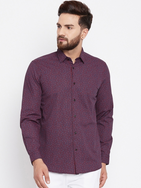 

Blackberrys Men Burgundy & Blue Slim Fit Printed Casual Shirt