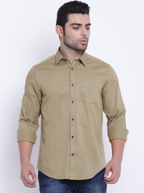 

Blackberrys Men Olive Green Slim Fit Solid Casual Shirt