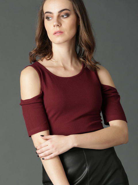 

Roadster Women Maroon Solid Top