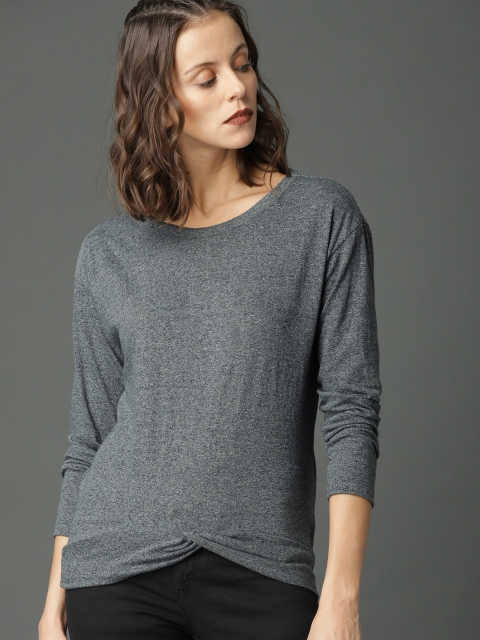 

Roadster Women Navy Blue Solid Blouson Top