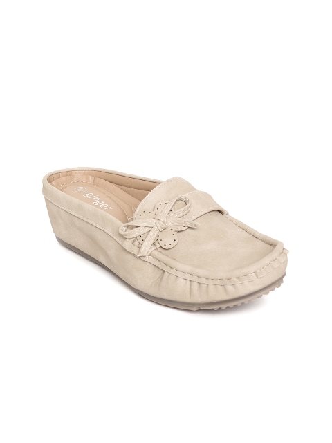 

Ginger by Lifestyle Women Beige Solid Heeled Mules