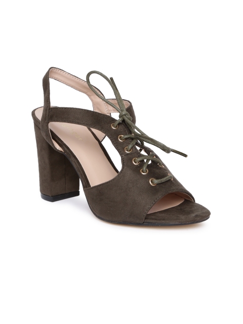 

Ginger by Lifestyle Women Olive Green Solid Sandals