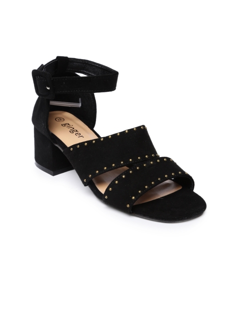 

Ginger by Lifestyle Women Black Suede Block Heels