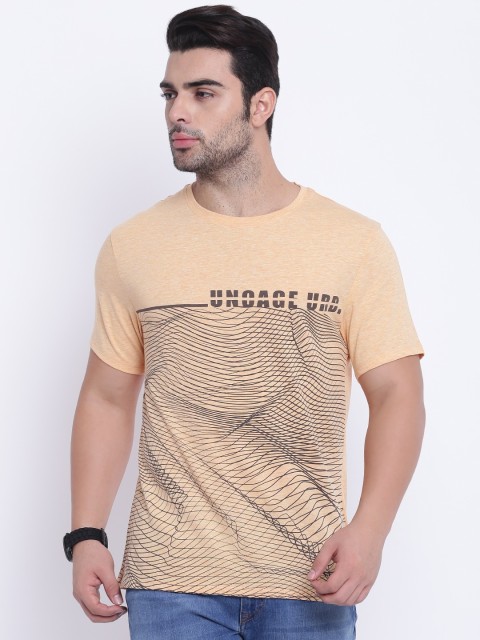 

Blackberrys Men Orange Printed Round Neck T-shirt