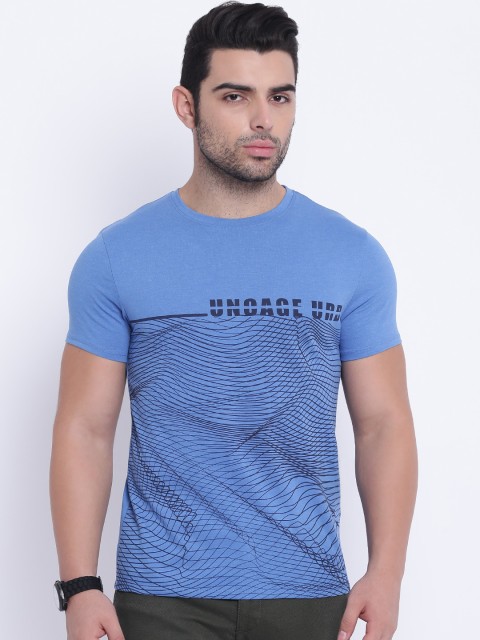 

Blackberrys Men Blue Printed Round Neck T-shirt