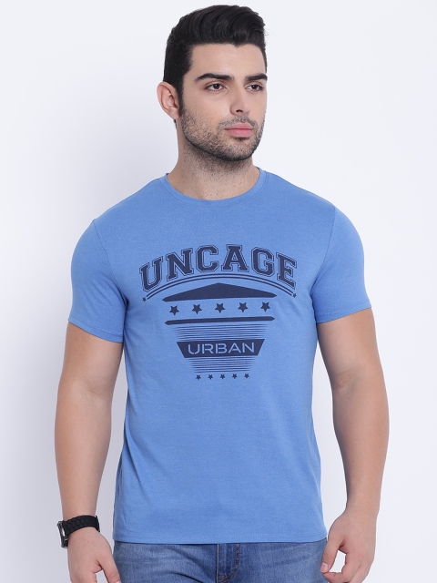 

Blackberrys Men Blue Printed Round Neck T-shirt