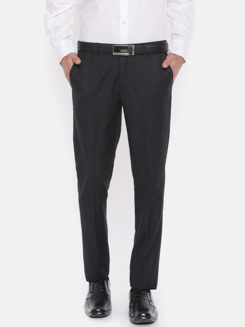 

Blackberrys Men Charcoal Grey Regular Fit Solid Formal Trousers