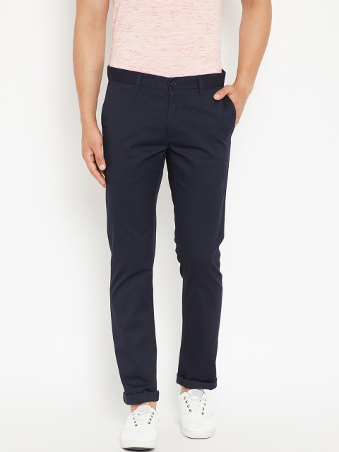 

Blackberrys Men Navy Skinny Fit Solid Trousers, Navy blue