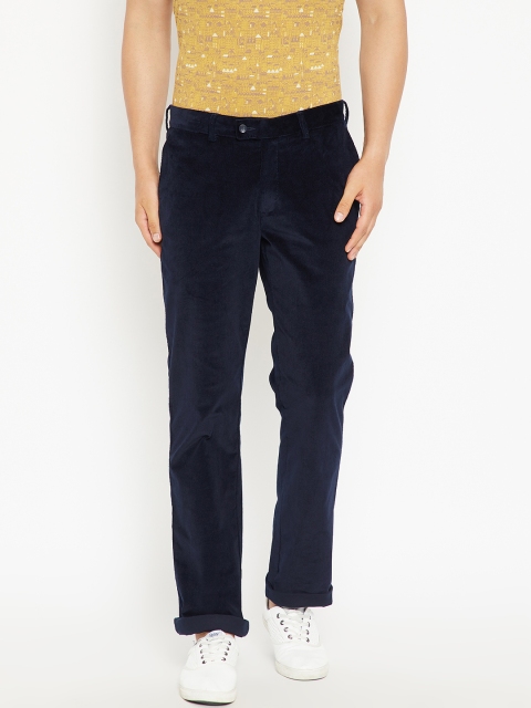 

Blackberrys Men Navy Regular Fit Solid Corduroy Trousers, Navy blue