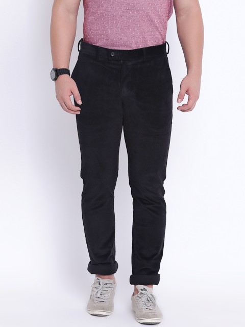 

Blackberrys Men Black Solid Corduroy Trousers