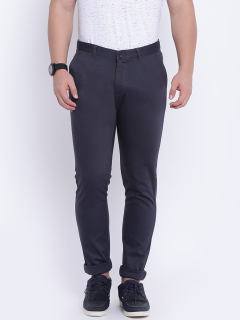 

Blackberrys Men Grey Slim Fit Self-Design Chinos