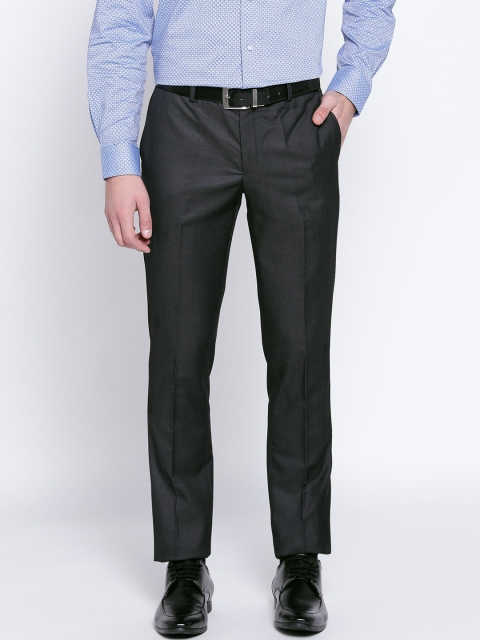 

Blackberrys Men Charcoal Grey Sharp Fit Solid Formal Trousers