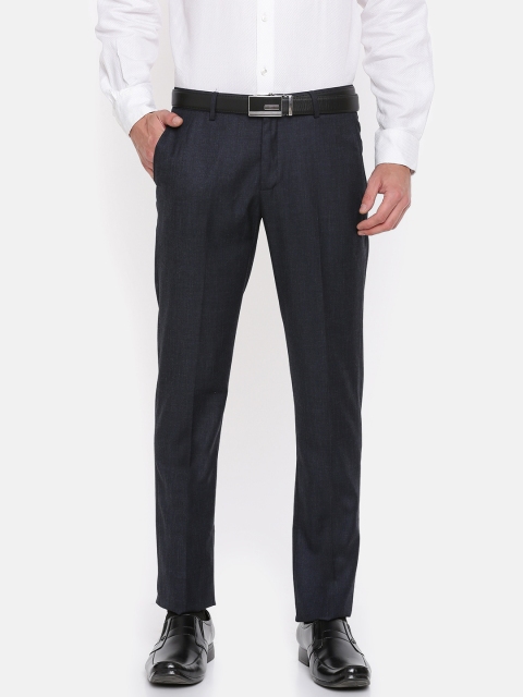 

Blackberrys Men Navy Regular Fit Solid Formal Trousers, Navy blue