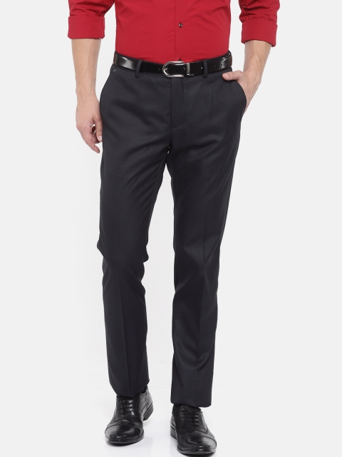 

Blackberrys Men Navy Regular Fit Solid Formal Trousers, Navy blue