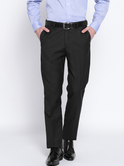 

Blackberrys Men Black Regular Fit Solid Formal Trousers
