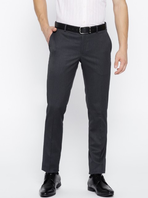 

Blackberrys Men Navy Blue Solid Formal Trousers