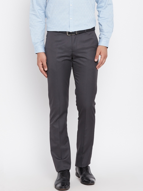 

Blackberrys Men Charcoal Grey Regular Fit Solid Formal Trousers